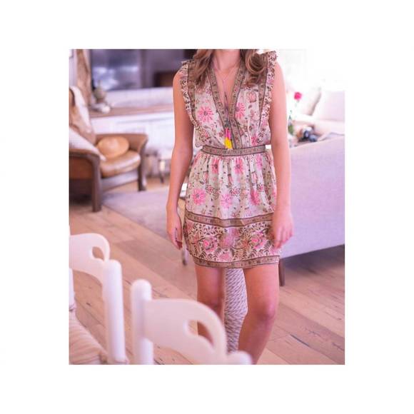 poppy pink floral mini dress Edith Peplum Mini Dress in Merlot Toile L